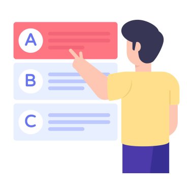 Yapılacaklar listesi simgesi olan kişi. düz dizayn