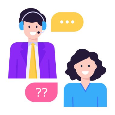 Konuşma kabarcığı çizimi olan müşteri hizmetleri operatörü