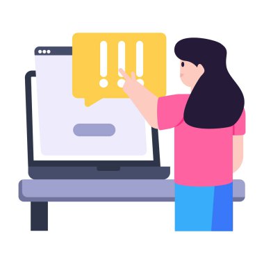 Dizüstü bilgisayarı olan kadın vektör çizimi