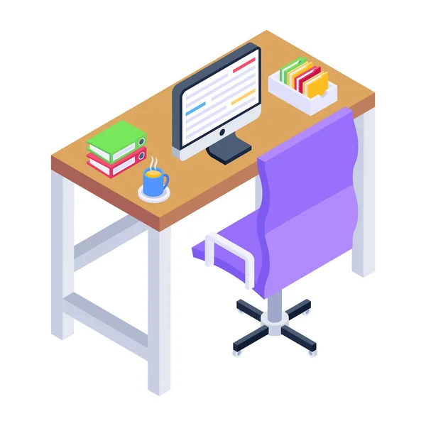 Salle Travail Avec Bureau Chaise Vecteur Illustration Design — Image vectorielle