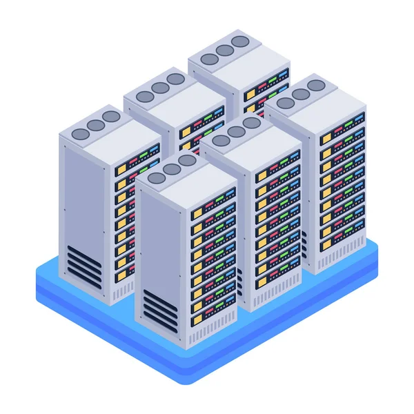 Isometrisk Vektorillustration Server Och Lagring — Stock vektor