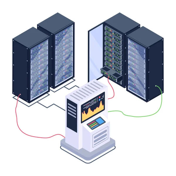 Data Center Server Room Servers Database Vector Illustration Design — Stock Vector