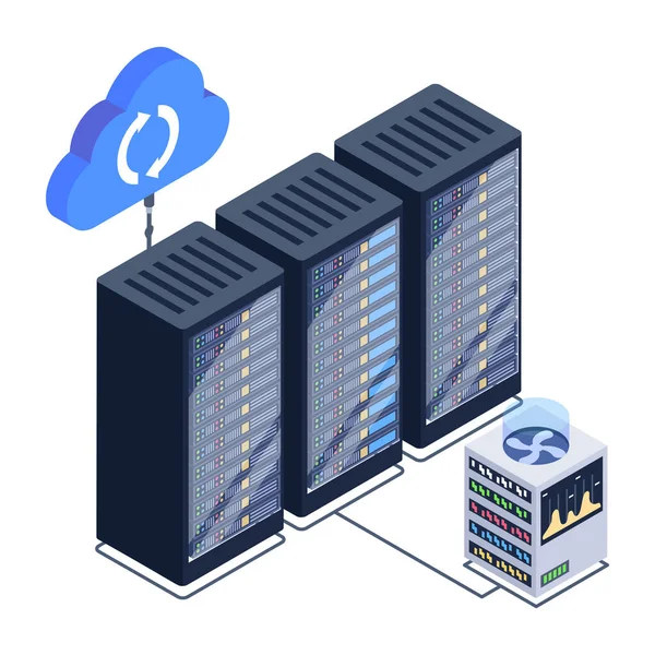 Nube Computación Servidor Almacenamiento Datos Vector Ilustración Diseño Gráfico — Vector de stock