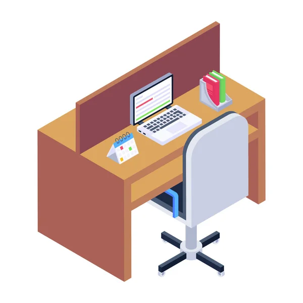Isometric Office Desk Computer Keyboard Vector Illustration — Stock Vector