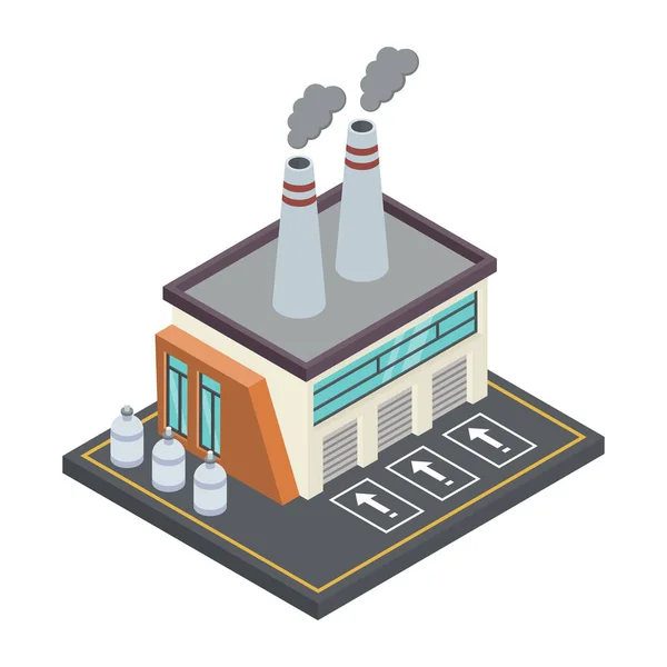 Factory Building Plant Chimney Vector Illustration Design — Stock Vector