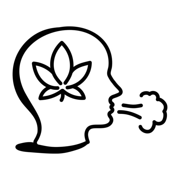 花のついた人間の頭の線画 — ストックベクタ