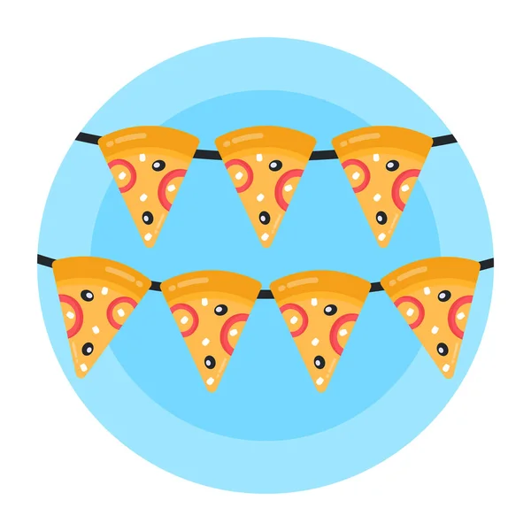 Pizza Serem Plasterek Żywności Wektor Ilustracji Projektu — Wektor stockowy