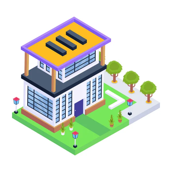 İzometrik şehir sokak çizimi. simgenin vektör tasarımı.
