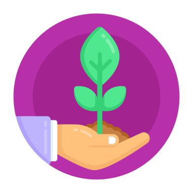 Elinde bitki olan bir ağacı tutan el.