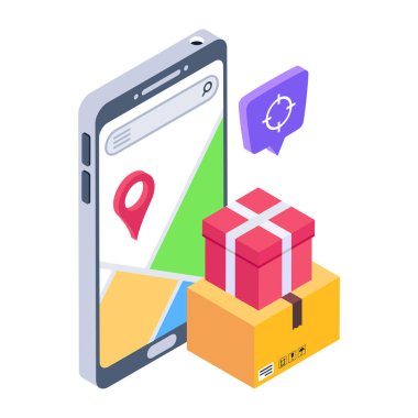 akıllı telefon ve harita vektör çizimi tasarımı