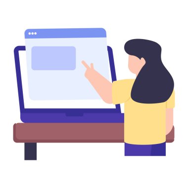 Akıllı telefonu ve dizüstü bilgisayarı olan kadın vektör çizimi