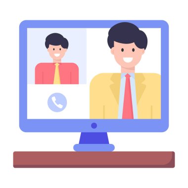 Bir iş adamı video çağrısının vektör çizimi