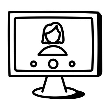 İnsanların simge vektör illüstrasyon tasarımı ile bilgisayar monitörü
