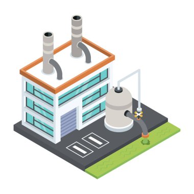 Bir bitki fabrikasının izometrik 3d çizimi, vektör
