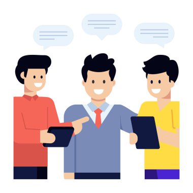 İş adamları konuşma baloncuğuyla konuşuyor ve sohbet ediyorlar