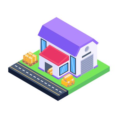 İzometrik ev. vektör illüstrasyonu