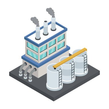 Fabrika inşaatı izometrik vektör çizimi
