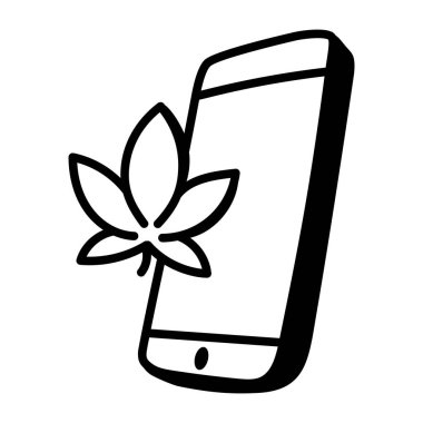 Yaprak vektör illüstrasyon tasarımlı akıllı telefon