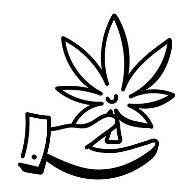 Kenevir yaprağı ikon vektörü. Marihuana bitkisi işareti. izole edilmiş çizgi simgesi siyah illüstrasyon