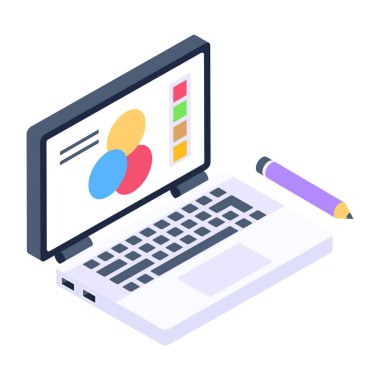 Çizimli bir dizüstü bilgisayar ve bir bilgisayar monitörü