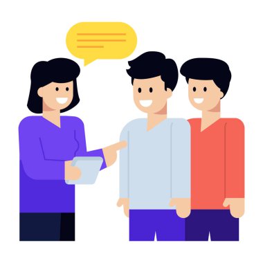 Konuşma kabarcığı vektör çizimi olan insanlar