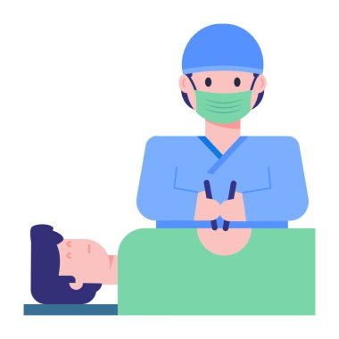 Maskeli ve tıbbi maskeli adam vektör çizimi tasarımı