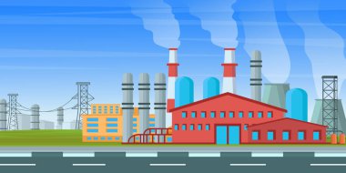 Fabrika binası ikonu. Web tasarımı için endüstriyel bitki vektör simgelerinin düz çizimi