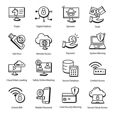 Simgeler ayarlandı. İş vektörü simgelerinin özet çizimi 