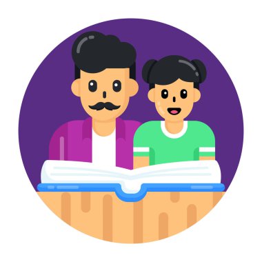 öğrenciler kitap vektör illüstrasyon grafik tasarımı okuyor