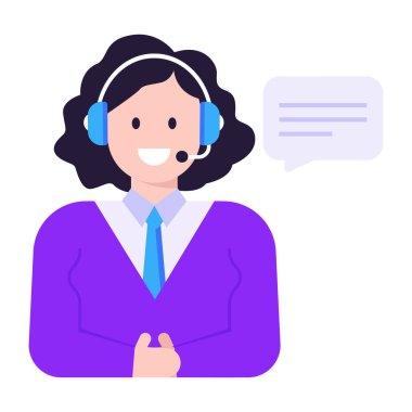 Kulaklık ve konuşma balonu çizimi ile çağrı merkezi operatörü