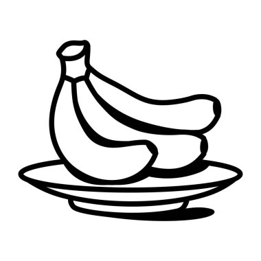 muz ikonu. El çizimi vektör illüstrasyonu.