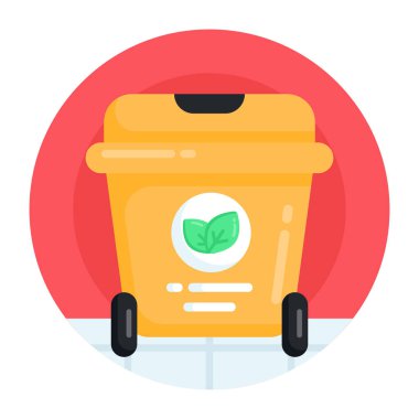 Çöp kutusu düz ikon vektör illüstrasyon tasarımı