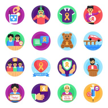 iş ve vektör illüstrasyonlu düz simgeler