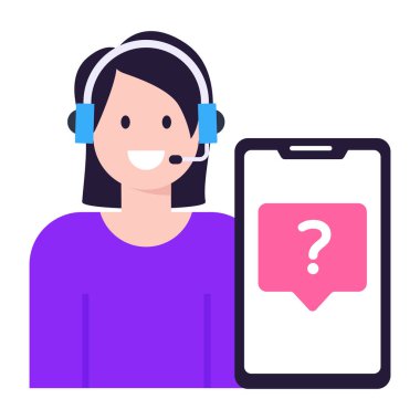 Kulaklık ve kulaklık vektör illüstrasyon tasarımlı çağrı merkezi operatörü