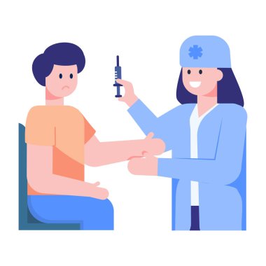 Steteskop vektör çizimi olan doktor ve hasta