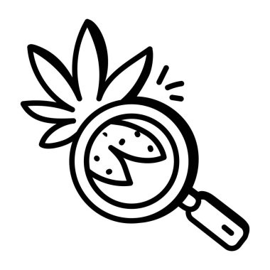 Yaprak ikonlu büyüteç. vektör illüstrasyonu