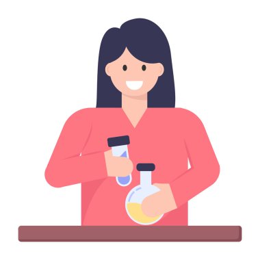 Test tüpleri vektör illüstrasyon tasarımlı kadın