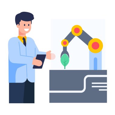 Fabrika işçisi bitki vektör simgesi ile kolayca modifiye edilebilir