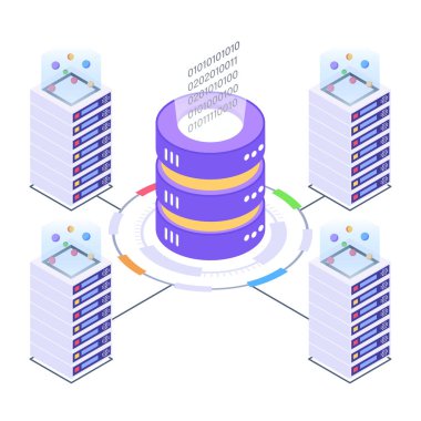 Modern teknoloji konseptinin izometrik vektör çizimi.