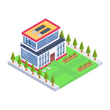 izometrik şehir inşa vektör çizimi