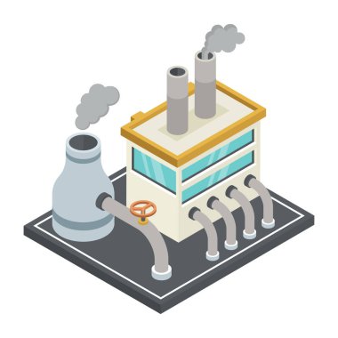 Sanayi fabrikası izometrik vektör çizimi