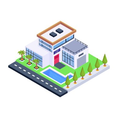 İzometrik şehir sokak çizimi. şehir simgesinin vektör tasarımı.