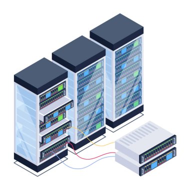 Modern bir darta deposunun izometrik vektör çizimi 