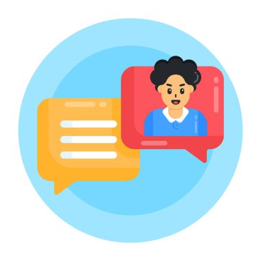 Konuşma balonu düz simgesi olan kadın