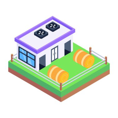 izometrik çiftlik, vektör illüstrasyonu