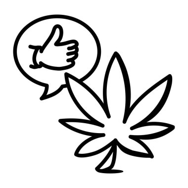 Kenevir yaprağı ikonu. Web için marihuana vektör sembolünün özet çizimi