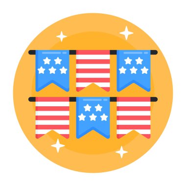 ABD bayrak ikonu. Web için yıldız vektör simgelerinin düz çizimi