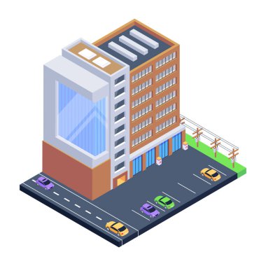 izometrik şehir inşa vektör çizimi