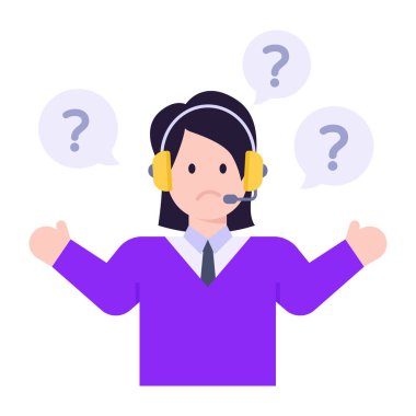 Konuşma balonu vektör çizim tasarımı ile çağrı merkezi operatörü