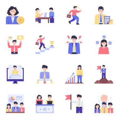 İş adamları ve ofis çalışanları, vektör illüstrasyonu